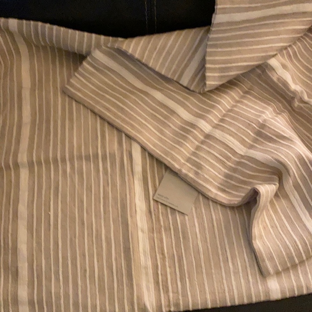 (2) West Elm Silk Mini Stripe Pillow Cover 20” Sand